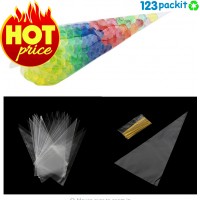 ★ Clear Candy Cone with golden twist ties 