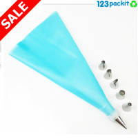 Large reusable Silicone piping bag set with 16 nozzles