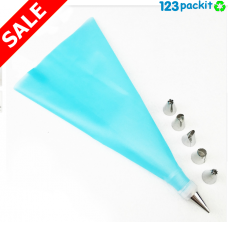 Large reusable Silicone piping bag set with 16 nozzles