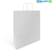 ♻ Metallic Silver Carrier bag twist handles eco-friendly 